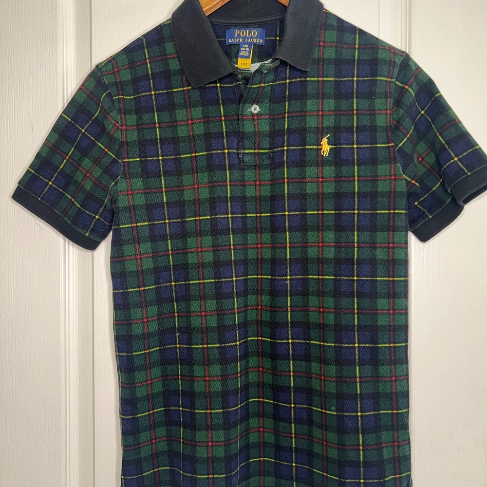 Polo by Ralph Lauren Green and Blue Plaid Polo Shirt Classic Style